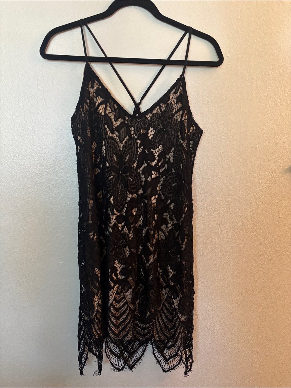 Socialite Black Lace Slip with Nude Lining